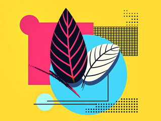 Bauhaus Blossoms, Abstract Leaf Flat Illustration