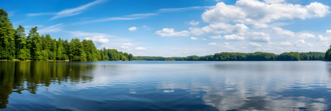 Serene Lakeside Landscape: A Stunning Display of Natural Beauty and Tranquility
