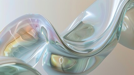 glass floating flat organic forms, shapeless, close-up ribbed plastic object, depth of field, pastel, rainbow colored border, in the style of ethereal light effects, monochromatic white figures, minim