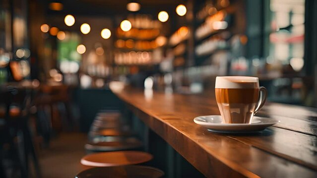 photograph of Blurred background image of coffee shop wide angle lens realistic lighting,generative ai