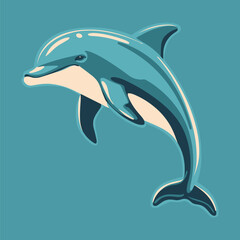 Flat modern logo Dolphin vector icon illustration