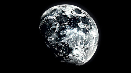 Fototapeta na wymiar Lunar landscape with full moon in night sky
