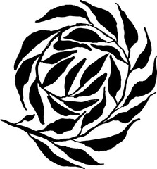 Artwork Brush Round Tropic Leaves Silhouette