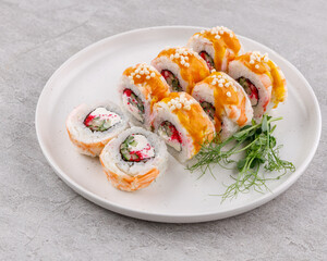 appetizing rolls with shrimp studio food photo 2
