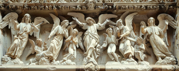 Angelic Sculpture Ensemble in Baroque Church