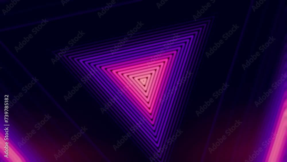 Leinwandbilder bright pink neon triangular stripes of light running across a dark purple background. digital seamle