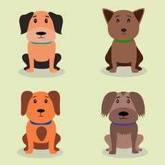 Vector set of four different cute dogs