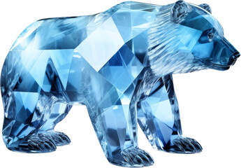 bear,sky blue crystal shape of bear,bear made of crystal isolated on white or transparent background,transparency 