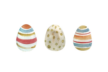 Easter set of floral Easter colored eggs, chicken egg design, watercolor set with the inscription 
