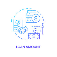 Loan amount blue gradient concept icon. Borrowing money. Deal between borrower and lender. P2P platform. Round shape line illustration. Abstract idea. Graphic design. Easy to use in marketing