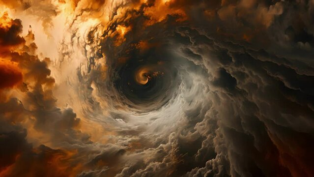 A swirling vortex of smoky remnants leaving behind a trail of destruction and beauty.