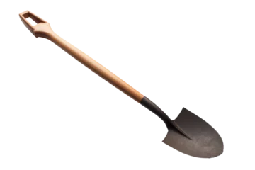 Poster A simple photograph of a shovel with a wooden handle. on a White or Clear Surface PNG Transparent Background. © Usama