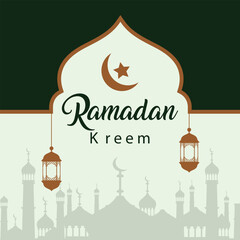 Ramadan Kareem. Islamic greeting card template with Ramadan for wallpaper design. vector illustration.