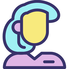 Contact Us Female Customer Support Icon in Color Style