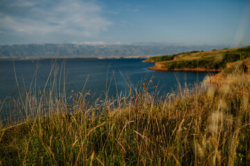 Beautiful landscape of Croatia, Croatia coast, blue water of adriatic sea with shoreline.