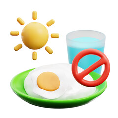 ramadan fasting no eat no drink during day until dawn muslim holy month activity 3d icon illustration render design