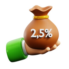 zakat fitrah muslim obligatory charity donation during ramadan islam holy month 3d icon illustration render design