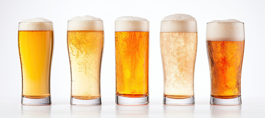 Set of beer glasses. isolated on white background