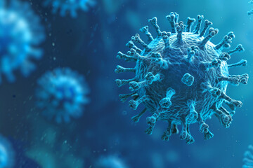 novel virus concept. Microscope virus close up. 3d rendering. Virus or bacteria cells. Virus Macro. Conceptual illustrative virus. Medicine and virology.
