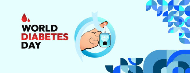 World Diabetes Day banner for awareness and concern. Geometric banner for International Diabetes Day.