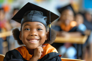 children in graduation cap , education successfully  - Powered by Adobe