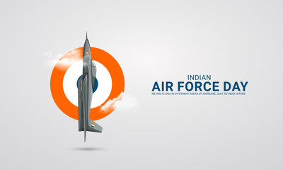 Indian air force day.India Air force creative design for banner, poster 3D Illustration.