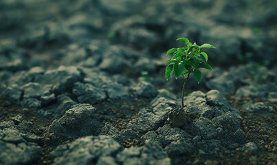plant in the ground , green growing in nature 