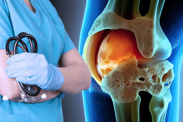 Knee meniscus, knee injury. Advice from a surgeon's doctor. Medical Poster