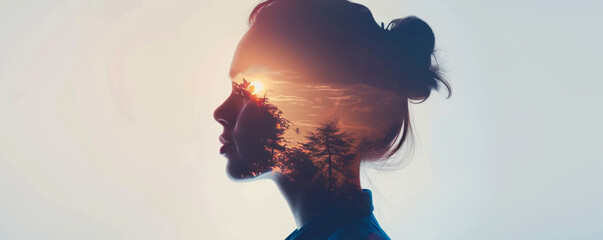 Silhouette of a woman with nature