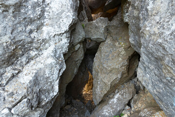 The entrance to the karst cave. Background