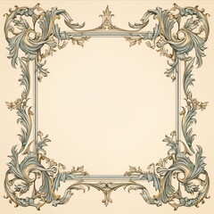 Ornate rectangular frame with blank copyspace on a cream background
