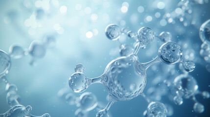 Molecular Structure and Water Molecules 3D Illustration