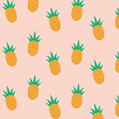 Vector pineapple pattern, tropical pattern, cartoon pattern