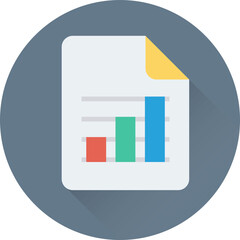 Flat round icon of a graph report 