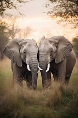 Fototapeta na wymiar Two elephants standing next to each other. Generative AI.
