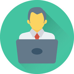 Flat round icon of public speaker 