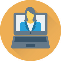 Flat round icon of video call