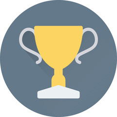 Flat round icon of trophy 