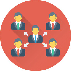 Flat round icon of team