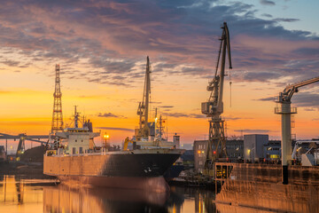 Ship repair at the ship repair yard.