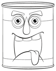 Vector illustration of a smiling can with eyes