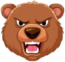 Printed roller blinds Kids Vector graphic of an angry brown bear face