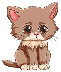 Cute wide-eyed kitten sitting adorably