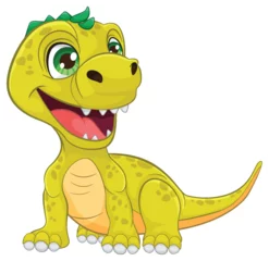 Foto auf Acrylglas Kinder Cheerful green dinosaur with a big smile
