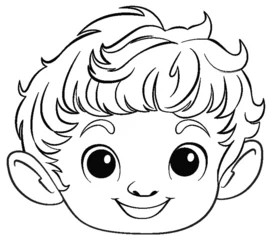 Photo sur Plexiglas Enfants Black and white line art of a happy elf child.