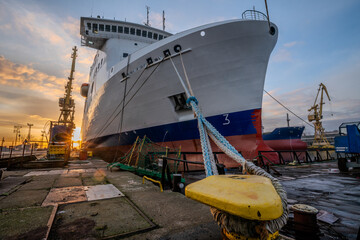 Ro-Ro/Passenger Ship in the dock of the repair yard