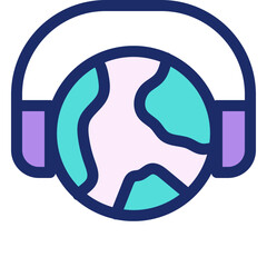 Customer Support Global Support Service Icon in Color Style