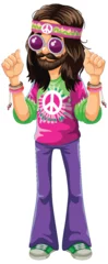 Foto auf Acrylglas Kinder Colorful cartoon of a hippie promoting peace and love