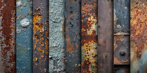 Urban grunge pack: An assortment of rusted metal textures showing industrial decay
