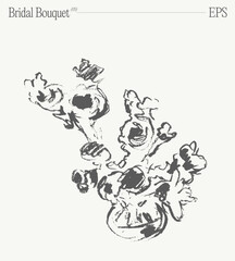 Obraz premium Bridal bouquet, floral composition. Invitation design element. Hand drawn vector illustration.